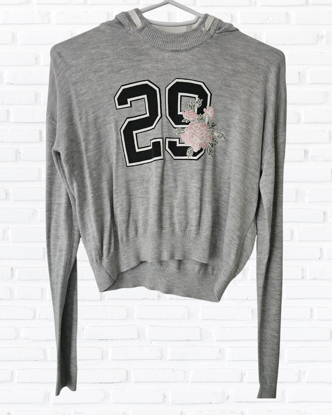 H&M Girls Knit Hoodie Jumper – Size 11–12 Grey