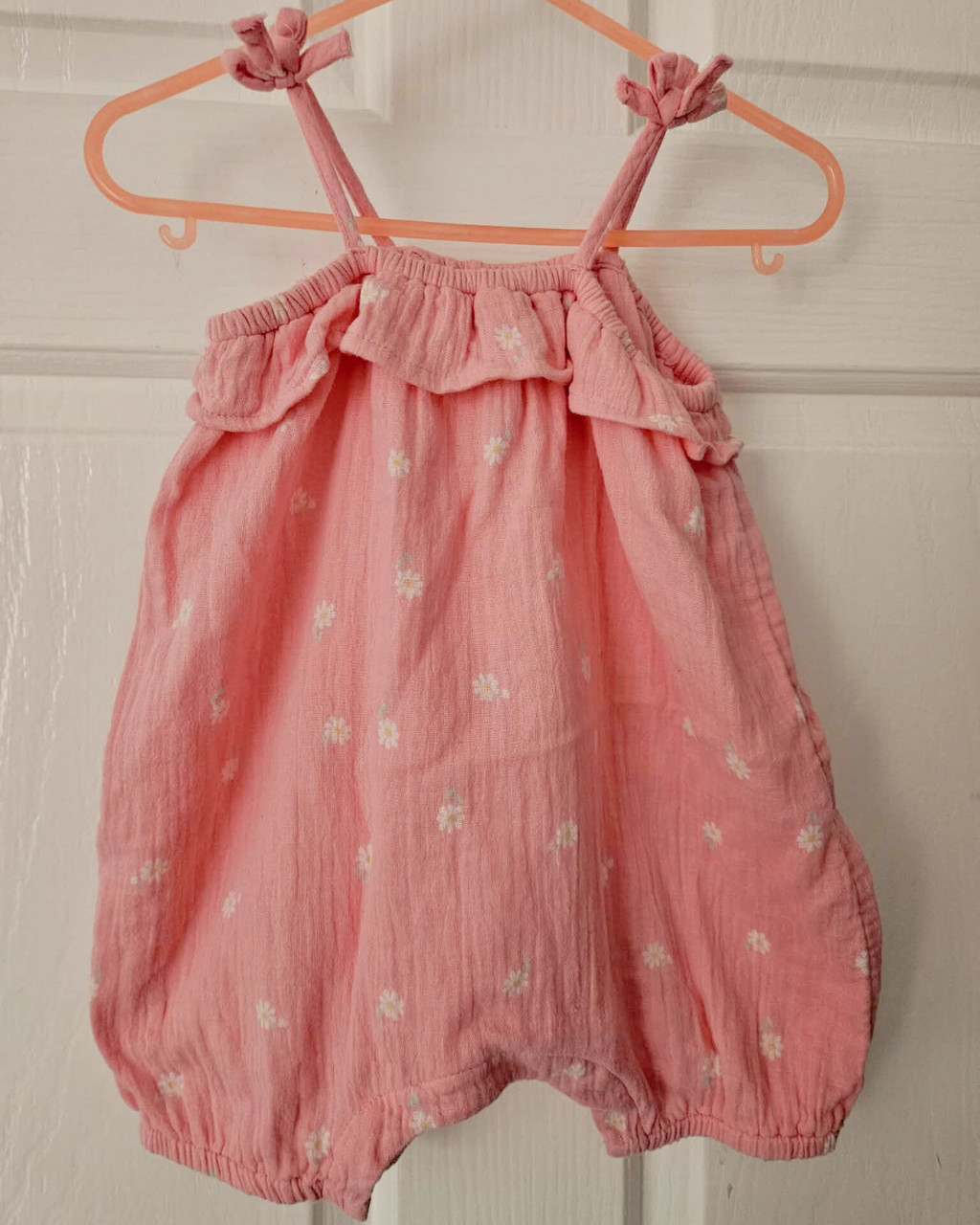 Baby Floral Romper – Pink Flower Print, Size 0