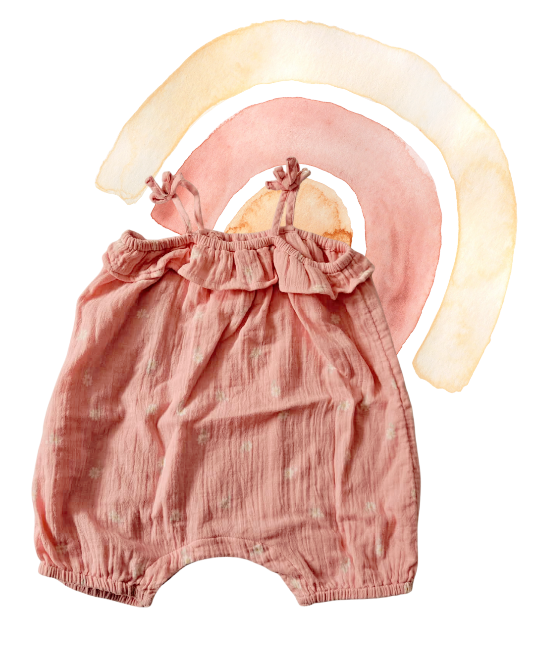 Baby Floral Romper – Pink Flower Print, Size 0