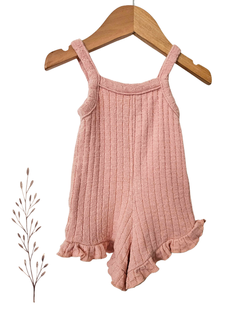 Baby Berry Size 00 Pink Ribbed Romper | Button Front Baby Playsuit