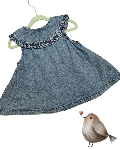 Baby Denim Dress Size 1 (12–18 Months) | Ruffle Collar Button Front Dress