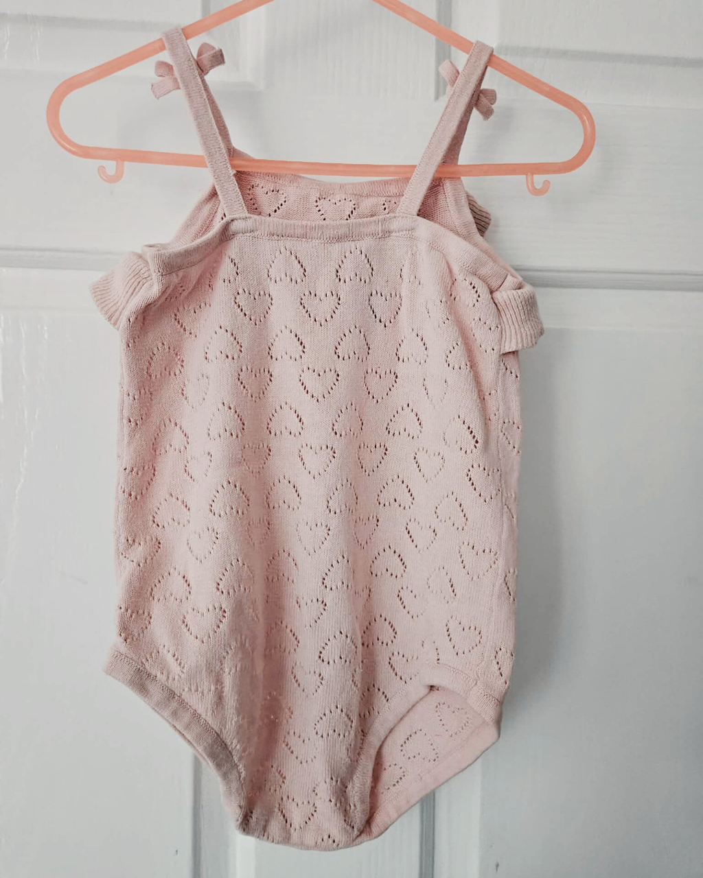 Baby Knit Onesie – Size 1 Pink Heart Pattern