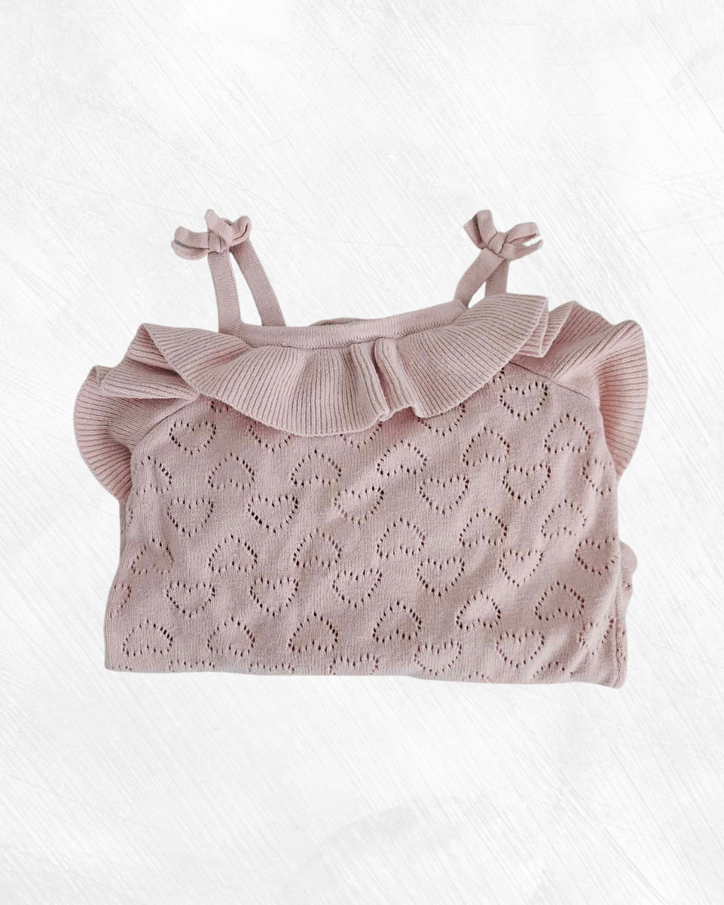 Baby Knit Onesie – Size 1 Pink Heart Pattern