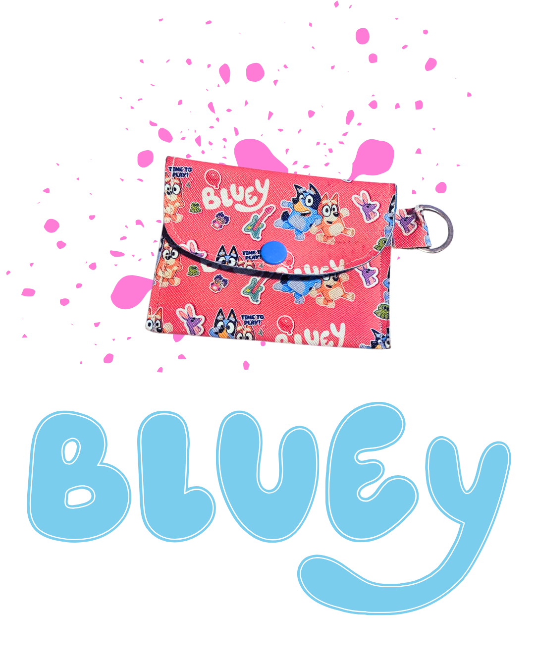 Bluey Kids Coin Purse & Mini Wallet – Zip Pouch with Keyring