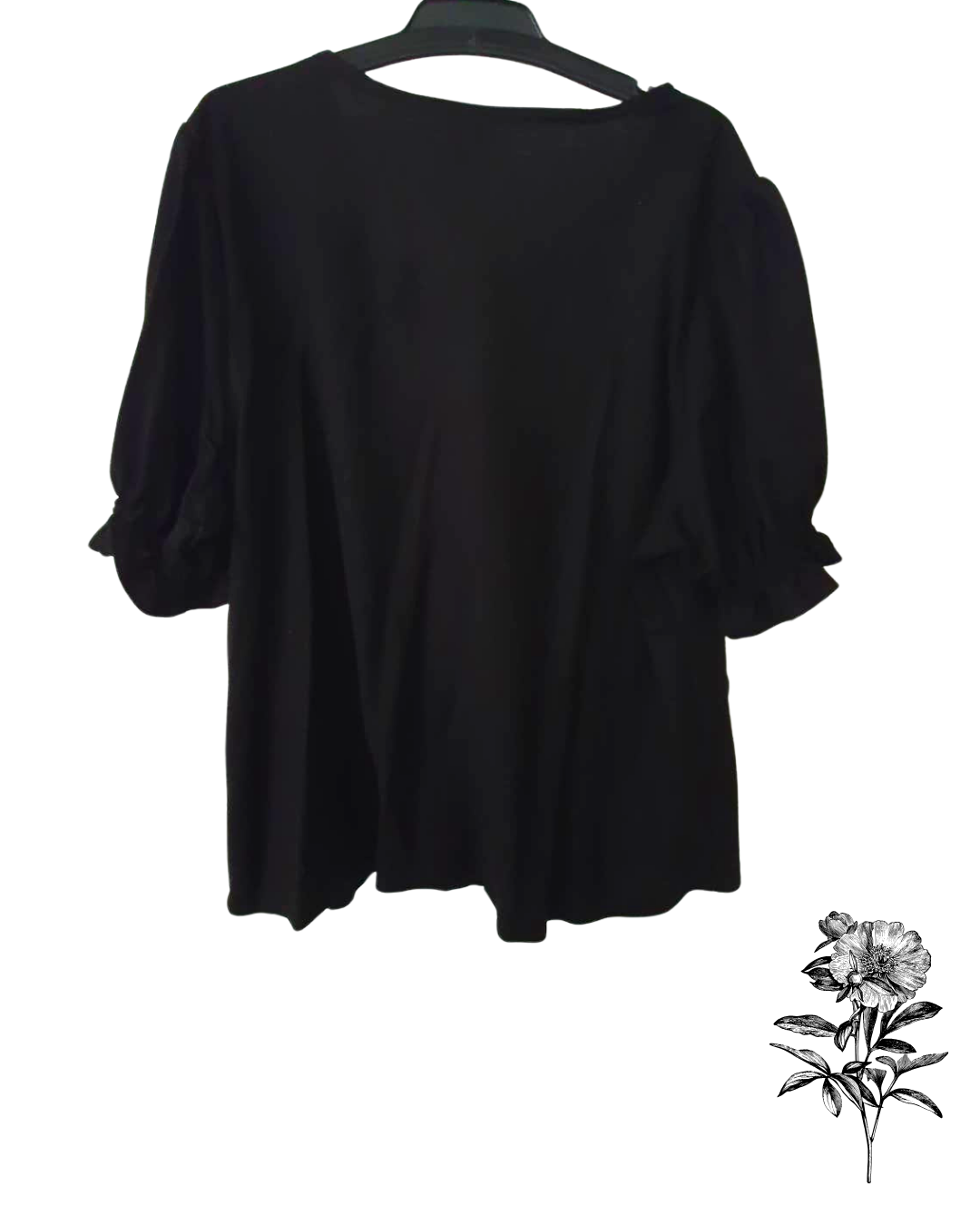 Anko Black Button-Front Ruffle Sleeve Top – Women’s Size 16