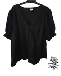 Anko Black Button-Front Ruffle Sleeve Top – Women’s Size 16
