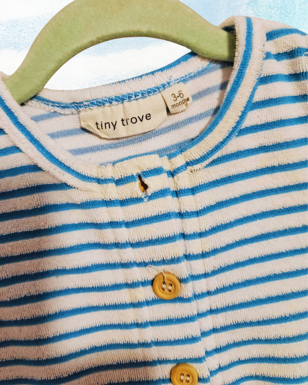 Tiny Trove Striped Baby Romper – 3–6 Months | Blue & White | Soft Everyday Wear