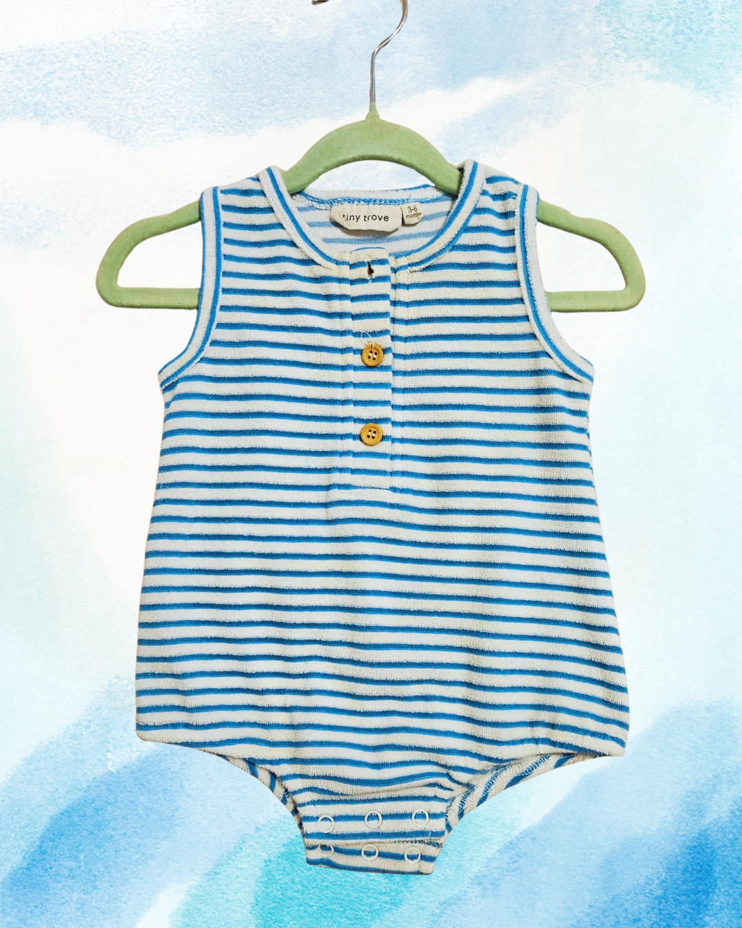 Tiny Trove Striped Baby Romper – 3–6 Months | Blue & White | Soft Everyday Wear