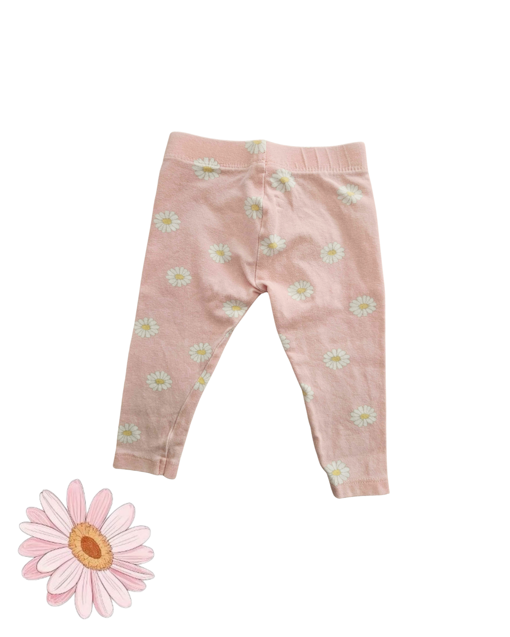 Baby Daisy Leggings – Size 00 (Fits Like 000) | Soft Pink Newborn Pants