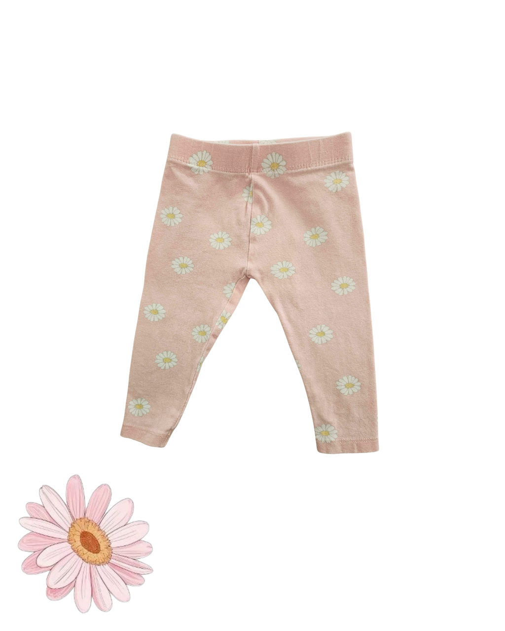 Baby Daisy Leggings – Size 00 (Fits Like 000) | Soft Pink Newborn Pants