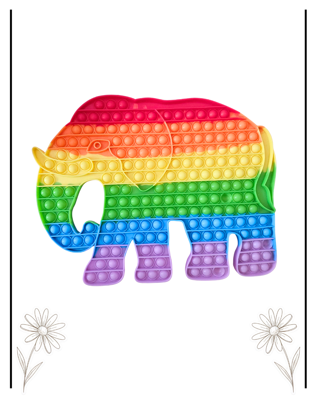 Large Rainbow Elephant Pop It Fidget | Sensory Stress Relief Toy