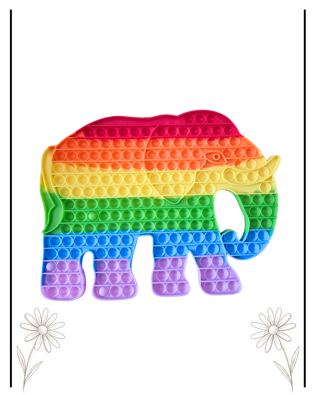 Large Rainbow Elephant Pop It Fidget | Sensory Stress Relief Toy