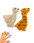 Vintage Knitted Finger Puppets Set of 2 | Handmade Wool Animal Puppets