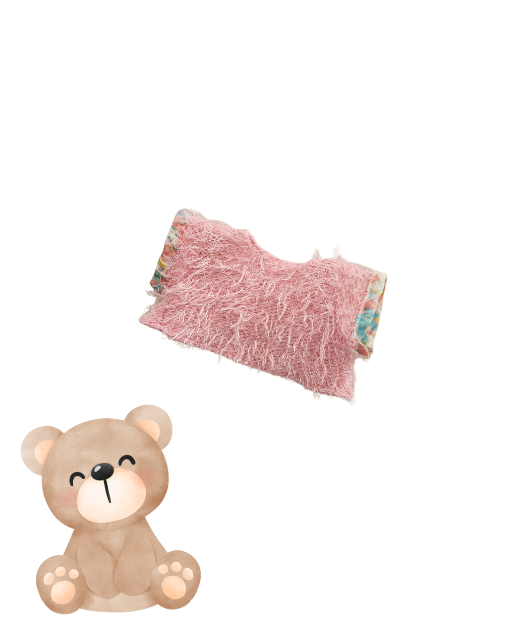 Vintage Pink Fuzzy Doll Jacket – Retro Mini Toy Clothing Cardigan