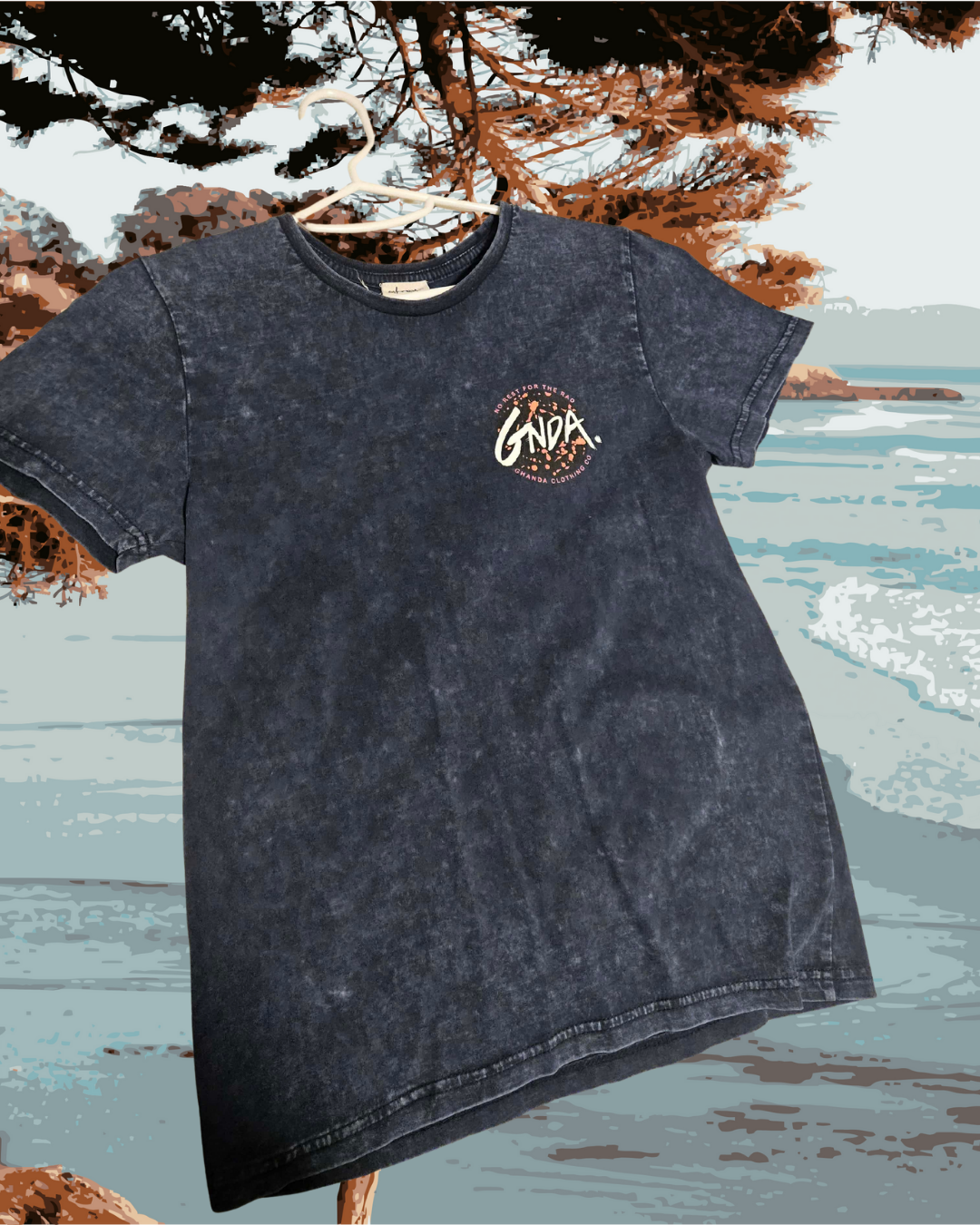 GHANDA Boys T-Shirt Size 9–10 – Washed Blue Graphic Tee