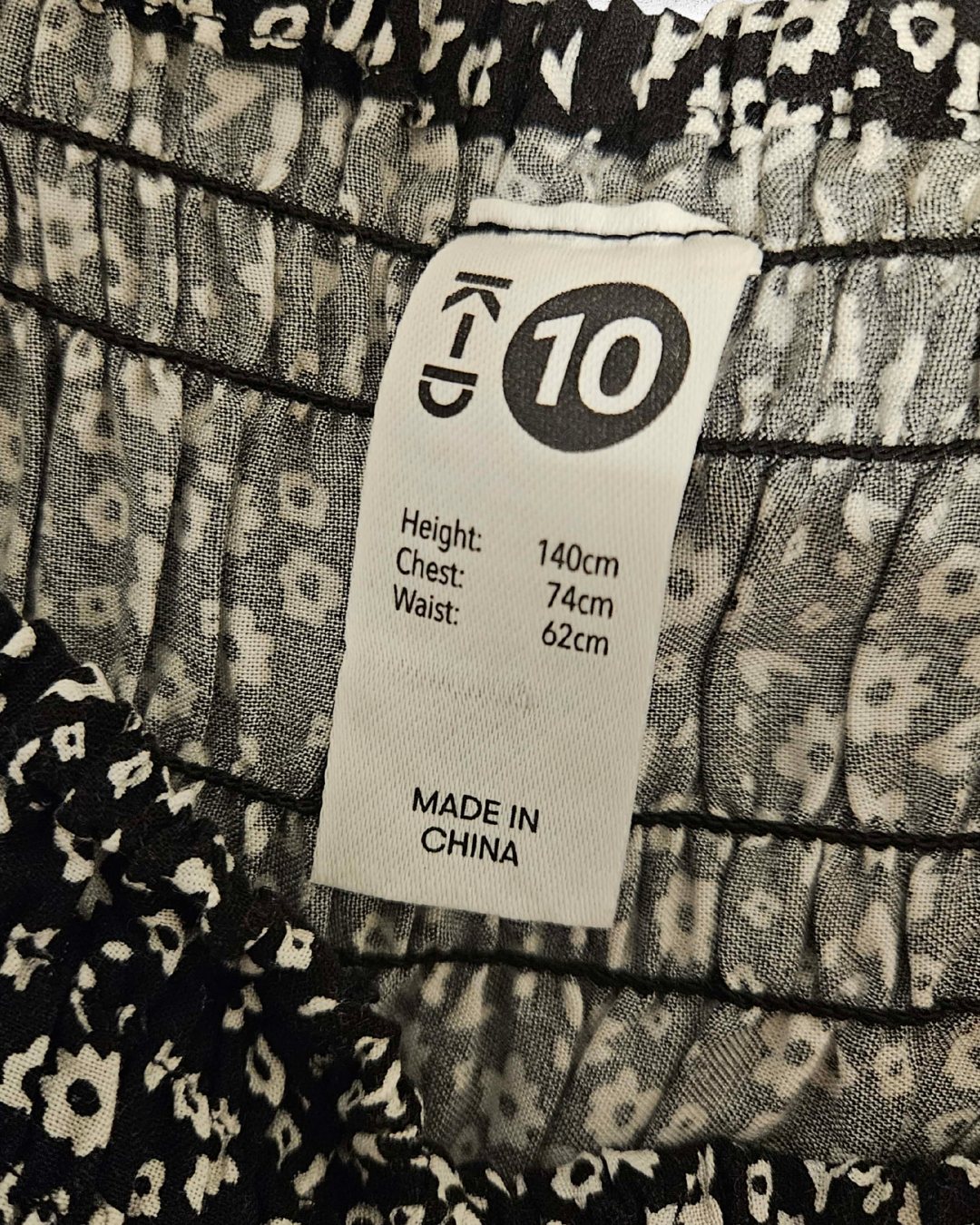 Girls Floral Print Dress Size 10 | Black & White Summer Dress | Kids Youth Clothing