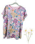 Girls Size 8 Floral Sleep Tee | Retro Flower Nightshirt | Soft Cotton Pyjama Top