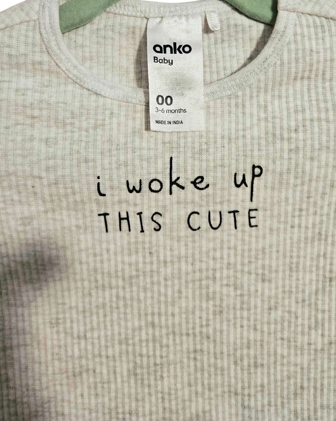 Grey Ribbed Baby Bodysuit – Size 00 | Long Sleeve | Soft Everyday Essential