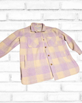 Women’s Plaid Overshirt Jacket – Purple & Cream Checkered | Size 18 | Thick Winter Style