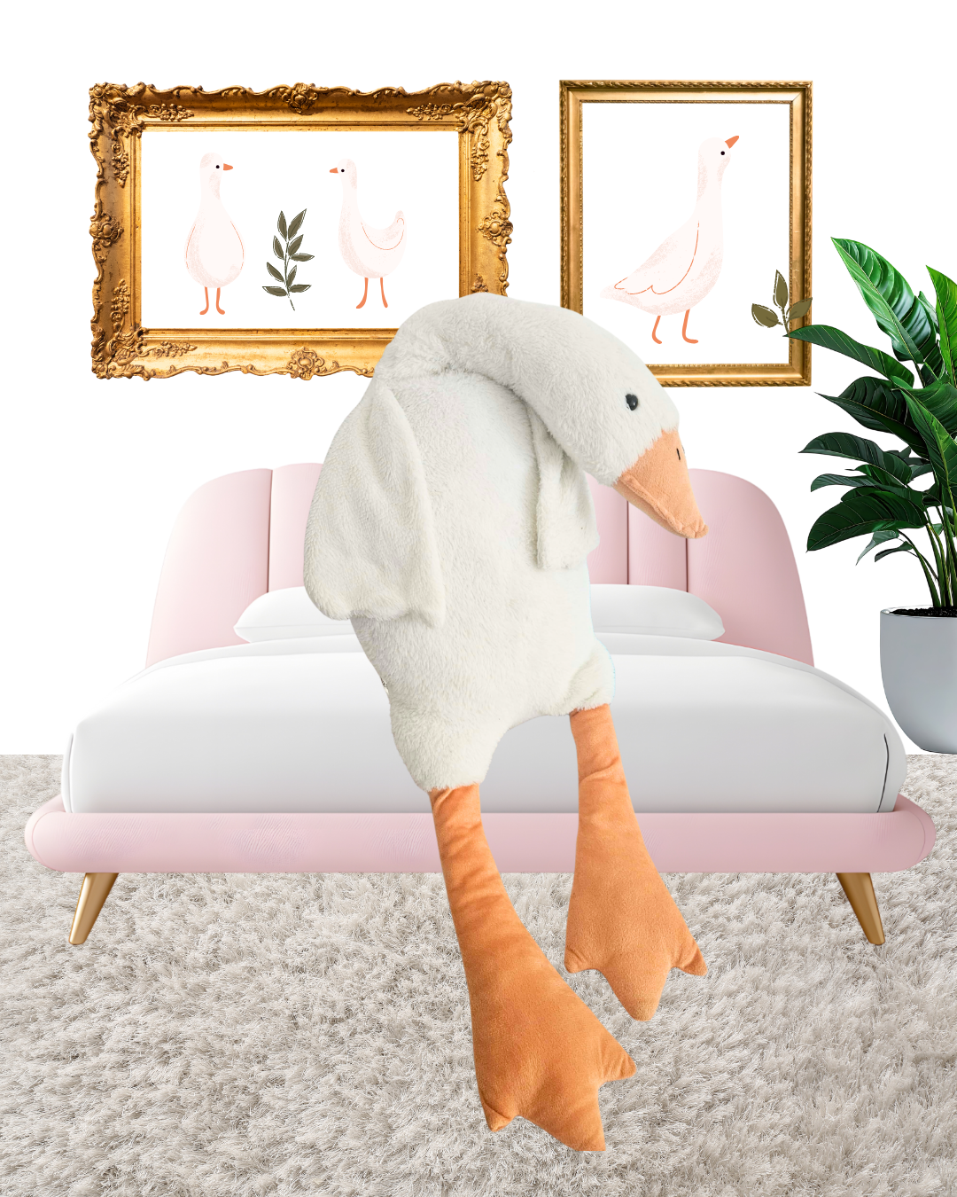 Large Goose Plush Pillow | Oversized Snuggle Cushion & Nursery Room Decor