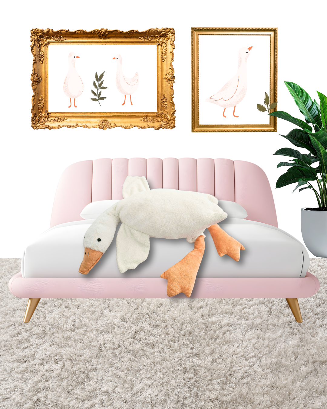 Large Goose Plush Pillow | Oversized Snuggle Cushion & Nursery Room Decor