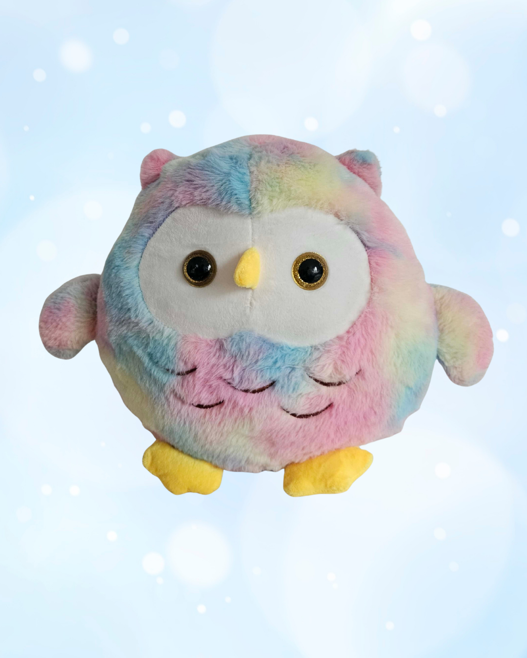 Large Plush Owl Toy – 30cm Rainbow Pastel Soft Stuffed Animal
