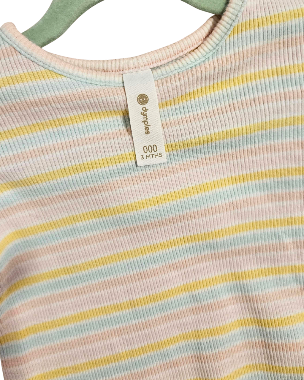 Rainbow Stripe Baby Long Sleeve Top – Size 000 | Soft Ribbed Everyday Tee