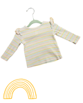 Rainbow Stripe Baby Long Sleeve Top – Size 000 | Soft Ribbed Everyday Tee