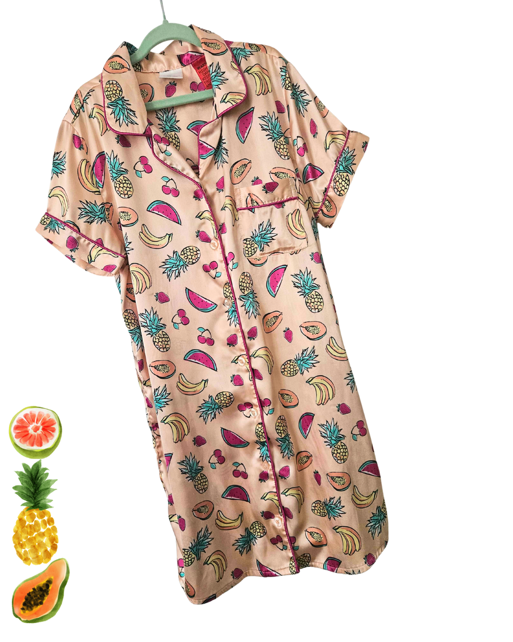 Girls Fruit Print Nightie – Miss Mango Size 10 | Soft Button-Up Sleep Dress