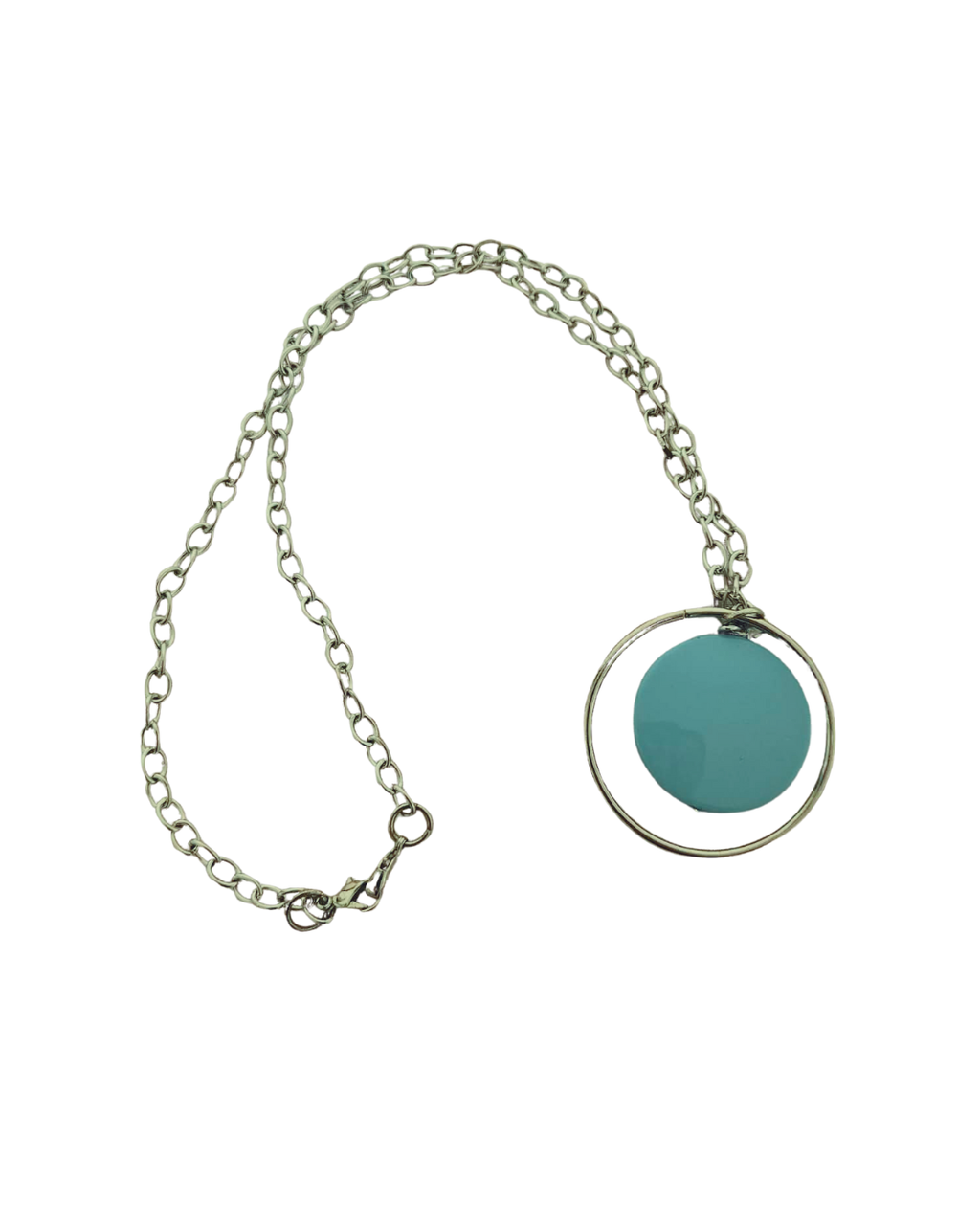 Blue Pendant Costume Necklace – Silver-Tone Chain