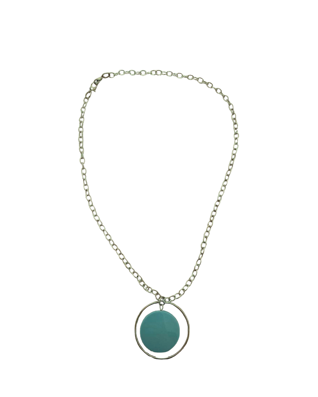 Blue Pendant Costume Necklace – Silver-Tone Chain