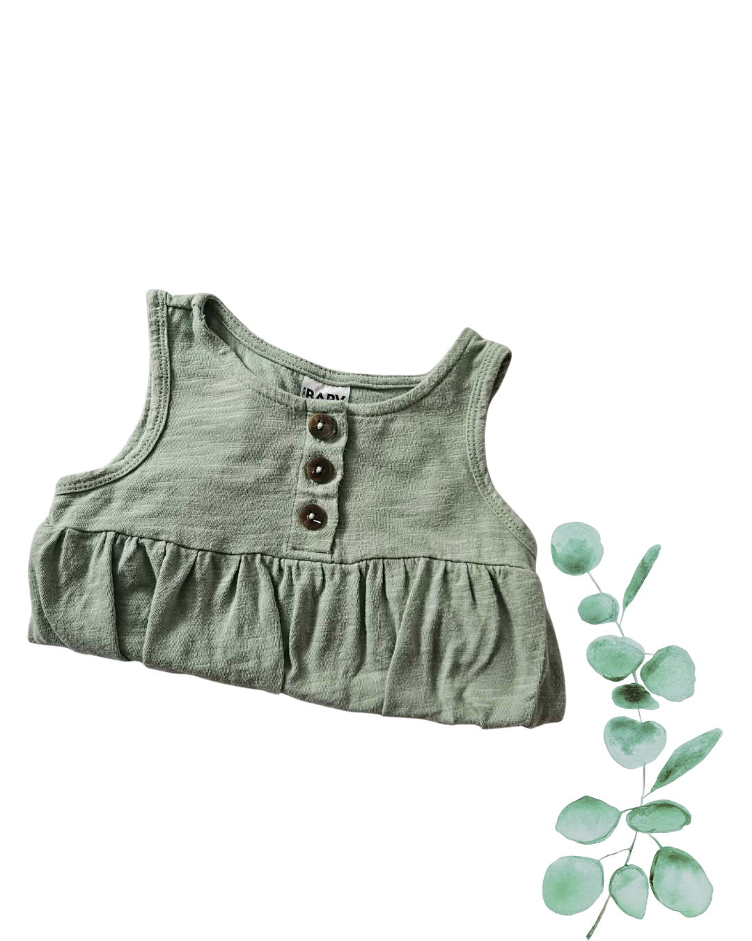Baby Romper – Size 000 Olive Green Sleeveless Onesie