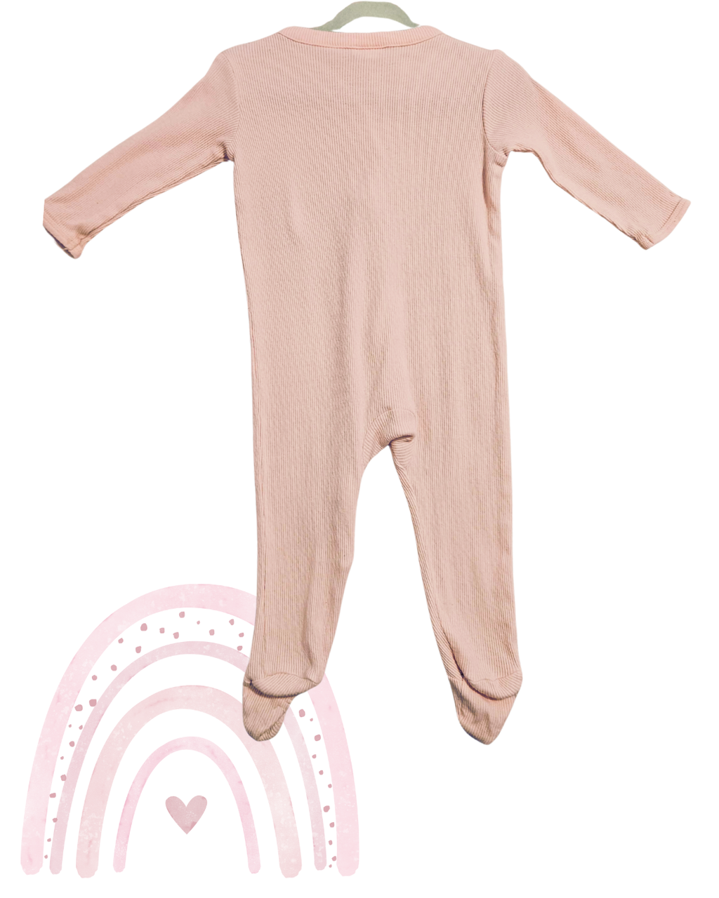 Pink Ribbed Zip Sleepsuit – Size 2 | Soft & Cozy | Everyday Comfort