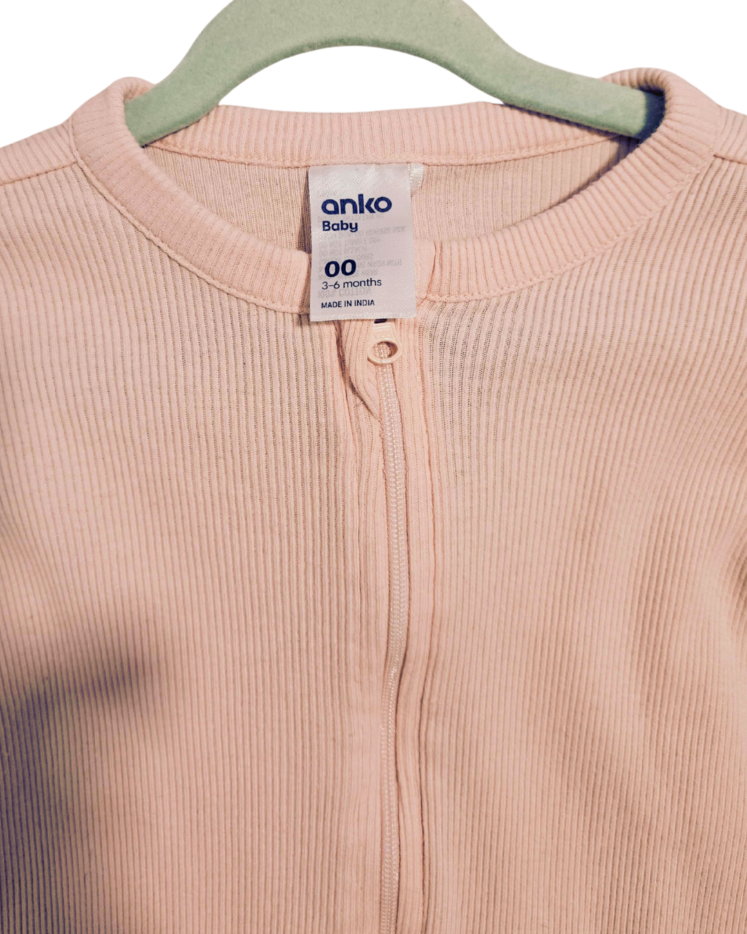 Pink Ribbed Zip Sleepsuit – Size 2 | Soft & Cozy | Everyday Comfort