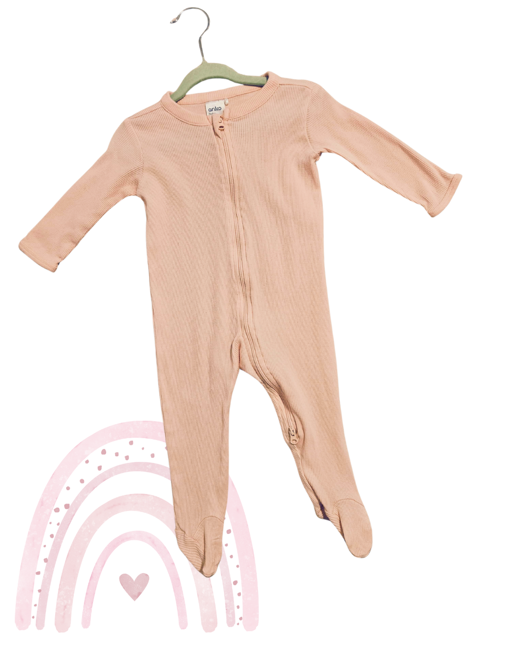 Pink Ribbed Zip Sleepsuit – Size 2 | Soft & Cozy | Everyday Comfort