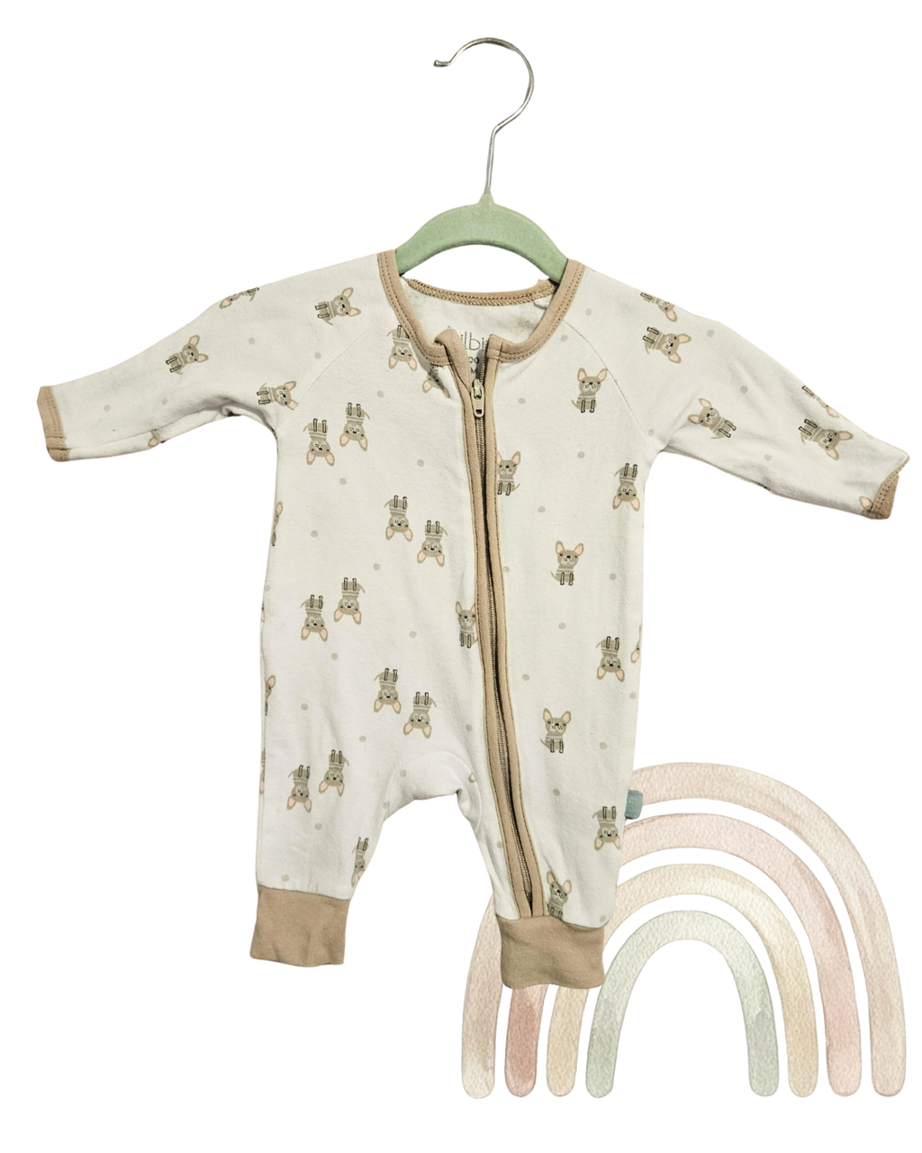 Premature Bilbi Baby Zip Sleepsuit – Size 00000 | Preemie | Soft Neutral Print