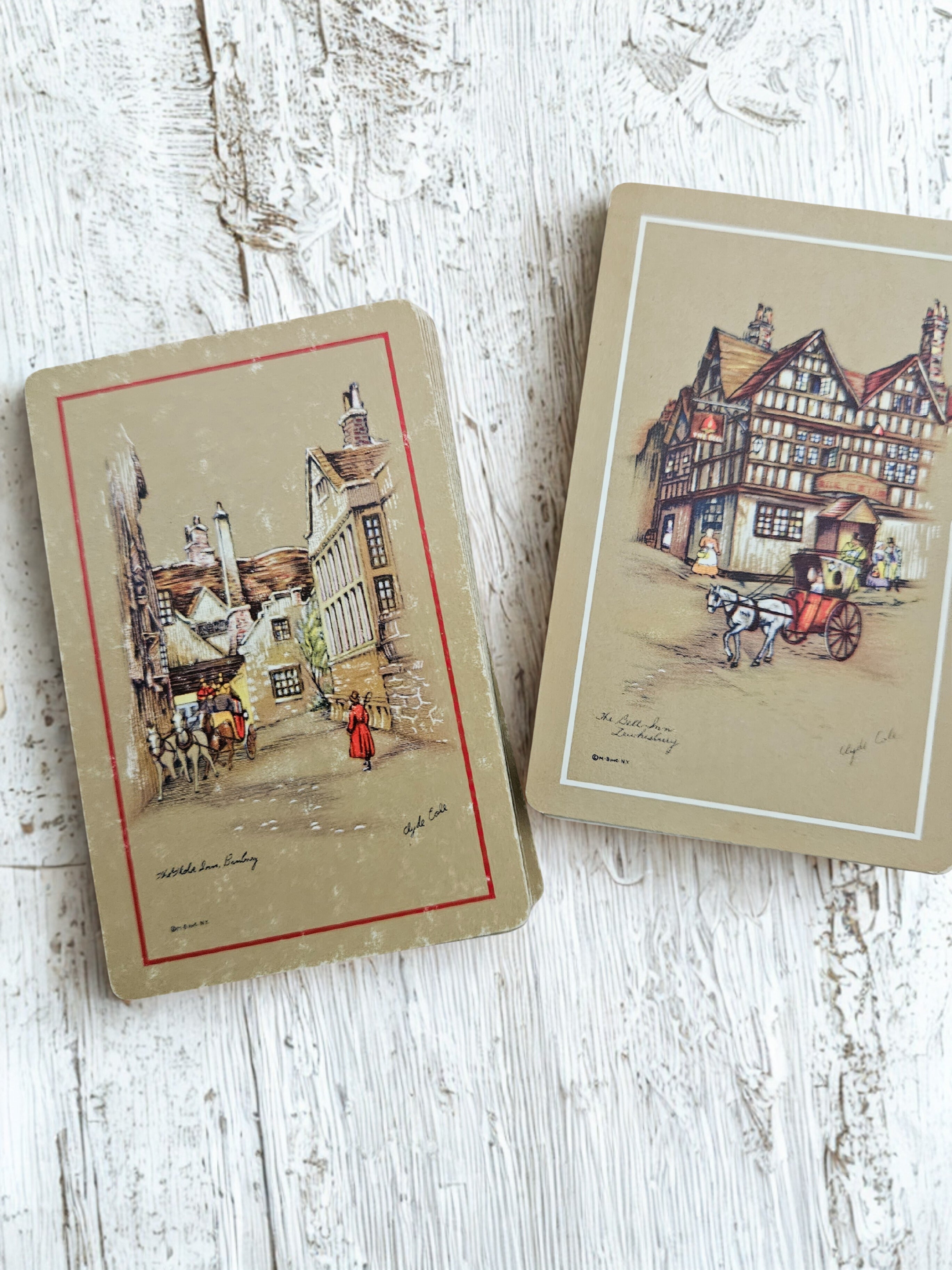 Vintage Illustrated Cards – Set of 2 (Clyde Cole Drawings)