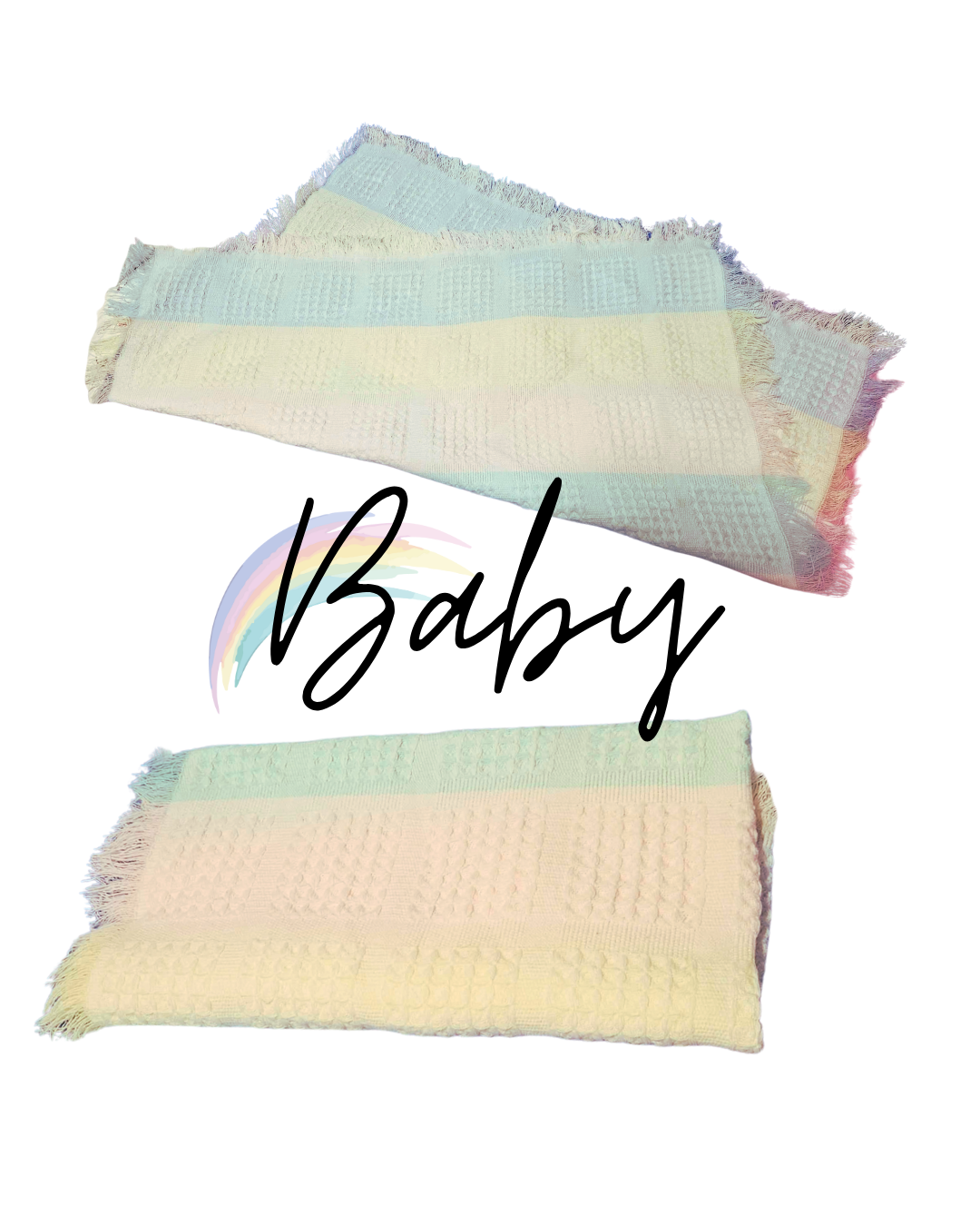 Pastel Baby Blanket 92×92cm | Soft Vintage-Style Nursery Throw