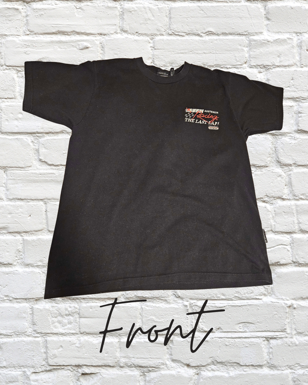 Stash House Australia “The Last Lap” Racing T-Shirt – Men’s Size S – Black Graphic Tee