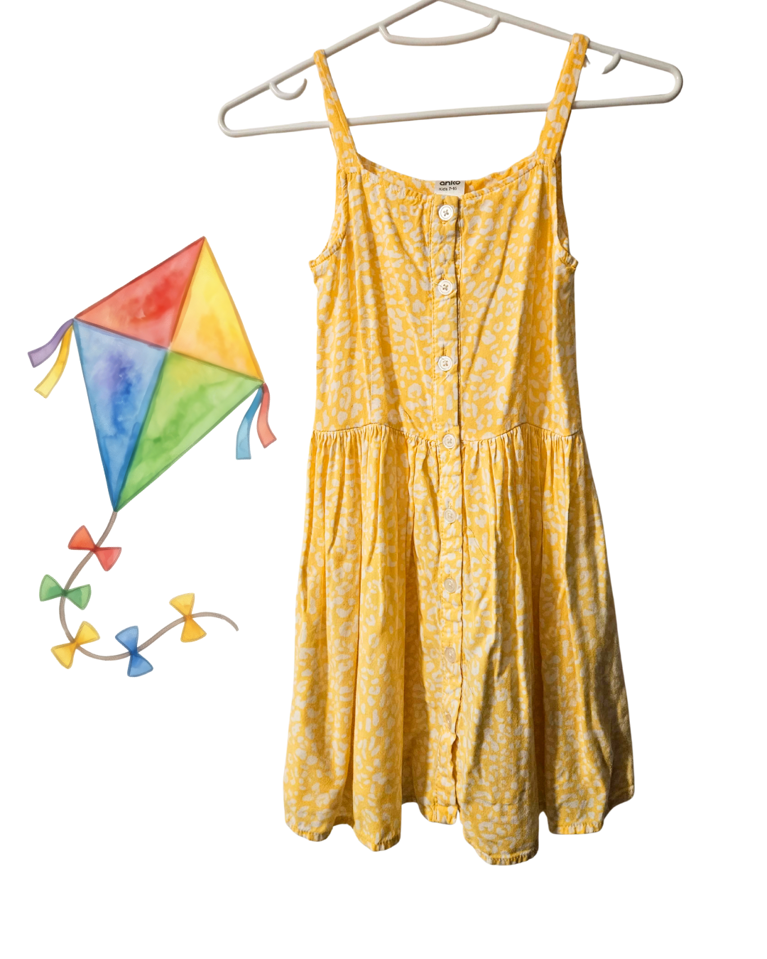 Sunny Yellow Girls Dress – Size 7 | Button Front